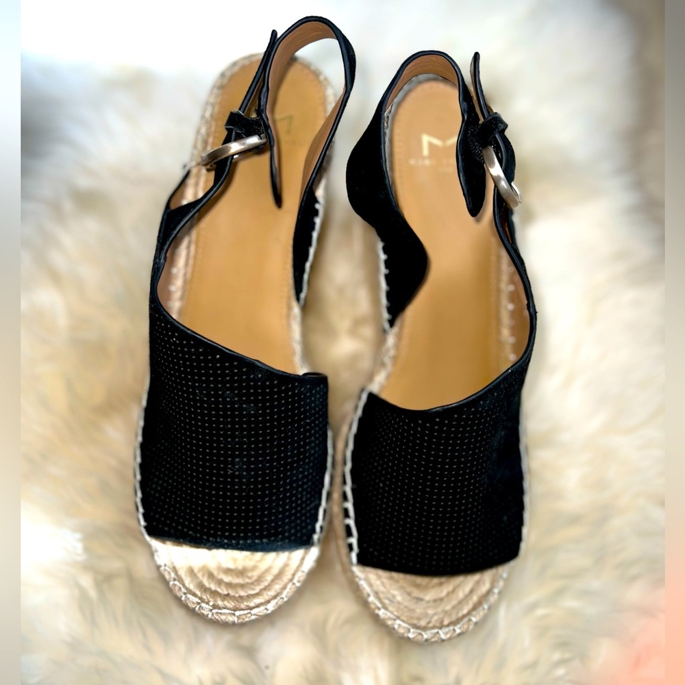 EUC MARC FISHER suede platform wedge sandal.